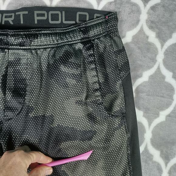 Polo Sport Ralph Lauren Pants Jogger Mens Medium Black Gray Camo Track Athletic - Picture 7 of 10